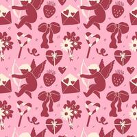 Romantic background with hand-drawn doodles for Valentines Day vector
