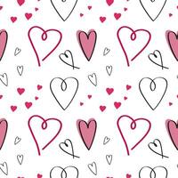 Seamless pattern with hearts. Hand drawn festive repeating background for Valentine day, congratulation, birthday. Design rapport for print, textile, wrapping, paper, postcard, banner, flyer vector