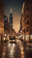 A vertical background of soft, blurred city lights in warm tones, creating a dreamy and open feel. photo