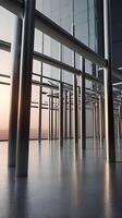 A vertical shot of sleek steel beams in a minimalist design, with clean lines and negative space for text overlays. photo