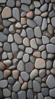 A serene vertical background featuring smooth gray tiles in a structured pattern, providing open space for text placement. photo