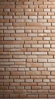 A clean, minimalist vertical capture of a neutral brick wall, offering ample space for text or design elements. photo