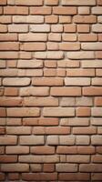 A high-detail vertical shot of a smooth brick wall in soft, neutral colors, providing an ideal background for text placement. photo