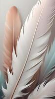 Vertical photo of smooth feather patterns in subtle tones, providing clear, unfocused areas for text placement.