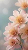 A vertical composition of pastel flower petals in soft focus, with clear space on the edges for text placement. photo