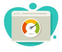 Speed of website loading icon and internet page performance test or idea of seo optimization web site check flat illustration, fast loading time speedometer of downloading symbol vector
