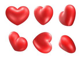 3d red hearts realistic icon set. Isolated. vector