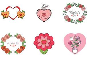 Red hearts. floating balloons - Valentine Bundle Collection Icons vector