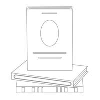 Coloring book of book stands on stack of books vector
