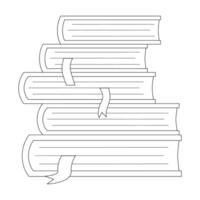 Coloring book of stack of books with bookmarks vector
