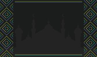 Black Islamic background with a simple minimalist frame vector