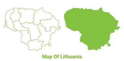 Green Lithuania map outline and flat illustration vector