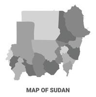 Sudan Greyscale political map simple flat illustration vector