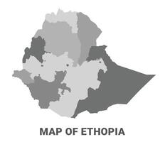 Ethopia Greyscale political map simple flat illustration vector