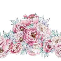 Vibrant pink and cream peonies mix with soft green leaves, creating an elegant floral display that brightens any space. vector