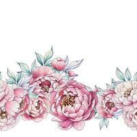 Soft watercolor flowers showcase luscious peonies in gentle pink hues, creating an exquisite display of natures elegance and charm vector
