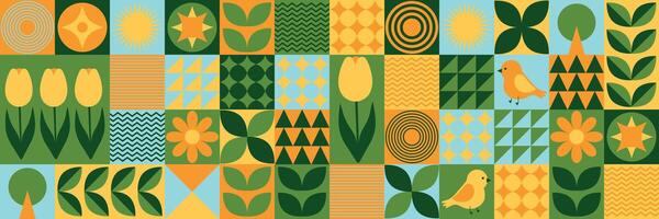 Geometric pattern with nature elements for cover, label, packaging. vector