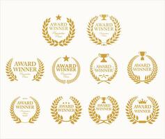 Awards logotype collection. Isolated abstract graphic design template. Celebrating elegant nomination emblem with laurel wreath vector