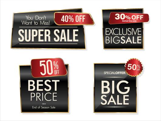 Super sale gold black and red retro badges and labels collection