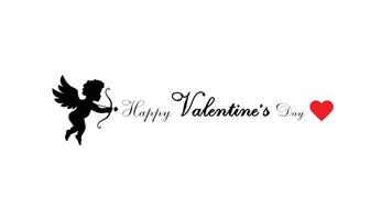 Minimalist Valentine's Day Design with Cupid Silhouette, Heart Icon, and Elegant Typography vector
