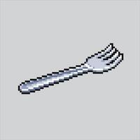 Pixel art illustration Food Fork. Pixelated Kitchen Fork. Kitchen Food Fork Icon pixelated for the pixel game and icon for website and game. old school retro. vector