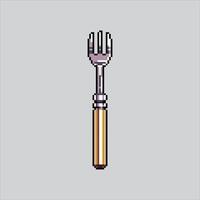 Pixel art illustration Food Fork. Pixelated Kitchen Fork. Kitchen Food Fork Icon pixelated for the pixel art game and icon for website and game. old school retro. vector