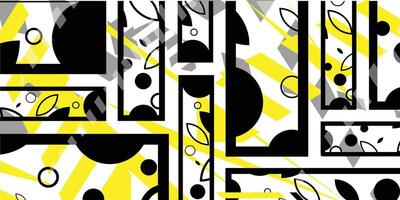 a black and yellow abstract pattern with black and white squares vector