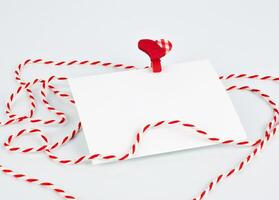 Template with place for text, red heart and ribbon photo