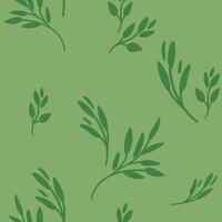 a green background with leaves and vines vector