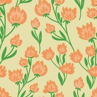 Whimsical floral seamless pattern featuring fields flowers and hearbs. Perfect for wrapping, textile, fabric, cover and more vector