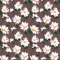 Elegant floral pattern featuring chamomiles and leaves. Ideal for surface design, fabric, paper and etc. vector