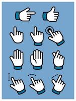 Hand cursor pointer icon in any gesture collection include swipe up and pinch zoom vector