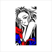 Illustration of a beautiful girl photo with a rectangular concep vector
