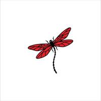 A red dragonfly on a white background vector