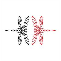 Two dragonflies facing each other with tribal concept vector