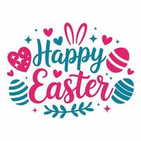 Happy Easter Typography with Decorative Elements vector
