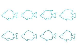 Outline Fish Icon Design Set vector