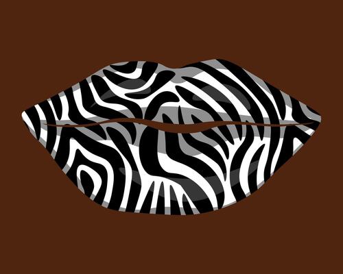 Zebra print lips, stylish make up on part of face