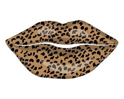 Cheetah print lips, stylish make up on part of face for design vector