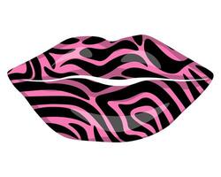 Lips with pink zebra print, stylish make up on part of face for design vector