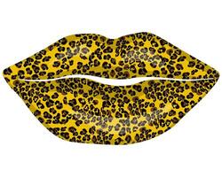 Lips with bright leopard print, stylish make up on part of face for design vector