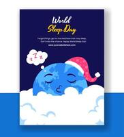 Flat Style World Sleep Day Background Illustration for Vertical Poster Content vector