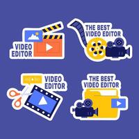 Editing Software with Flat Hand-Drawn Templates for Social Media Label Illustration vector