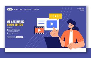 Illustration of Editing Software Templates for Social Media Landing Page in Hand-Drawn Style vector