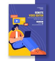 Vertical Poster Illustration Featuring Editing Software in a Flat Cartoon Background vector