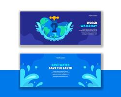 Flat Style World Water Day Background Illustration for Horizontal Banner vector