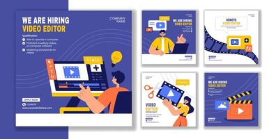 Editing Software Illustration with Hand-Drawn Templates for Social Media Posts in Cartoon Style vector