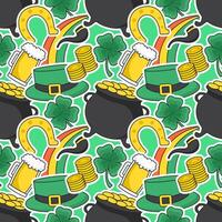 Saint Patrick's Day Decorative Pattern with Cartoon Hand-Drawn Elements vector