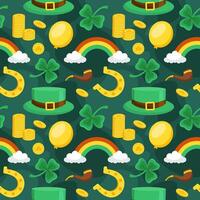 Hand-Drawn Seamless Pattern Design for Saint Patrick's Day in Flat Cartoon Style vector