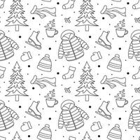 Seamless Winter Pattern Design with Decorative Cartoon Style Elements vector